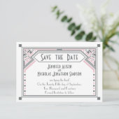 Roze - Gray Gatsby Art Deco Wedding Save the Date (Staand voorkant)