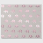 Roze gray Pastel Princess Elephant New Baby Cadeaupapier (Vlak)