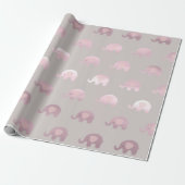 Roze gray Pastel Princess Elephant New Baby Cadeaupapier (Uitgerold)