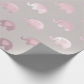 Roze gray Pastel Princess Elephant New Baby Cadeaupapier (Hoek)