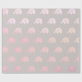 Roze gray Pastel Princess Elephant New Baby Cadeaupapier (Vlak)