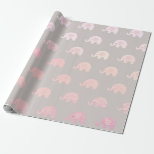 Roze gray Pastel Princess Elephant New Baby Cadeaupapier