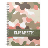 Roze Green Camouflage Camo Spiral Notebook Journal Notitieboek (Voorkant)