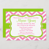 Roze Green Chevron Uitnodiging (Voorkant / Achterkant)