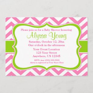 Roze Green Chevron Uitnodiging