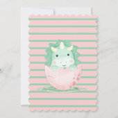 Roze Green Cute Dinosaur Peony Baby shower Invites Kaart (Achterkant)