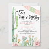 Roze Green Fiesta Taco Bout a Birthday Uitnodiging (Voorkant)