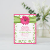 Roze Green Gerbera Daisy Birthday Invitation Kaart (Staand voorkant)