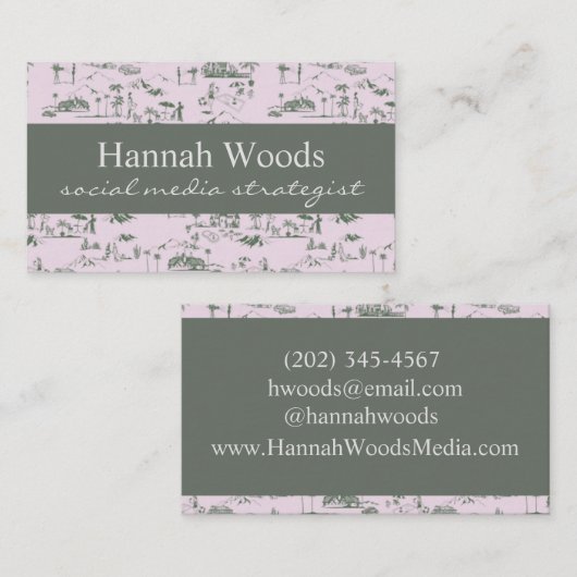 Roze Green Hollywood Hills Toile Visitekaartje