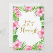 Roze Green Let's Flamingle Birthday Invitation Kaart (Achterkant)