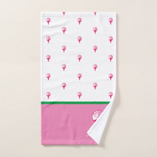Roze Green Preppy monogegrammeerd golf-themed Bad Handdoek (Handdoek)