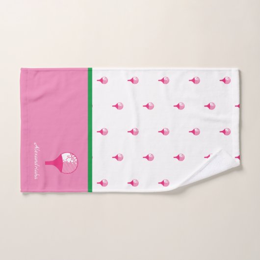 Roze Green Preppy monogegrammeerd golf-themed Bad Handdoek (Handdoek)