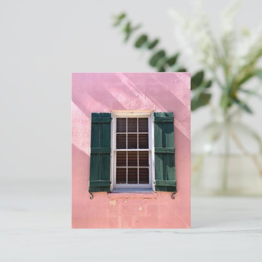 Roze & Green Window St Augustine Florida Foto Briefkaart (Staand voorkant)
