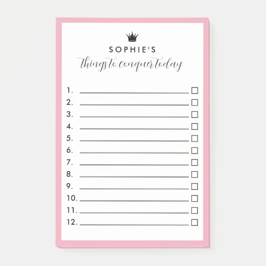 Roze Grens Prinses Kroon Dingen te Veroveren Post-it® Notes (Voorkant)