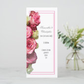 Roze grens roos kerk bruiloft programma programmakaart (Staand voorkant)
