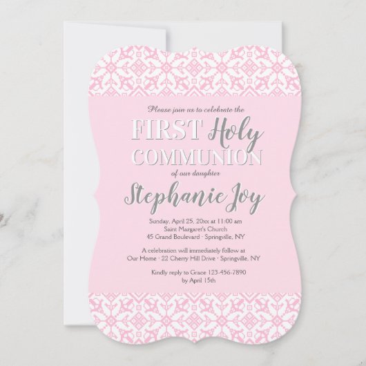 Roze Grenzen Religieuze Uitnodiging (Voorkant)