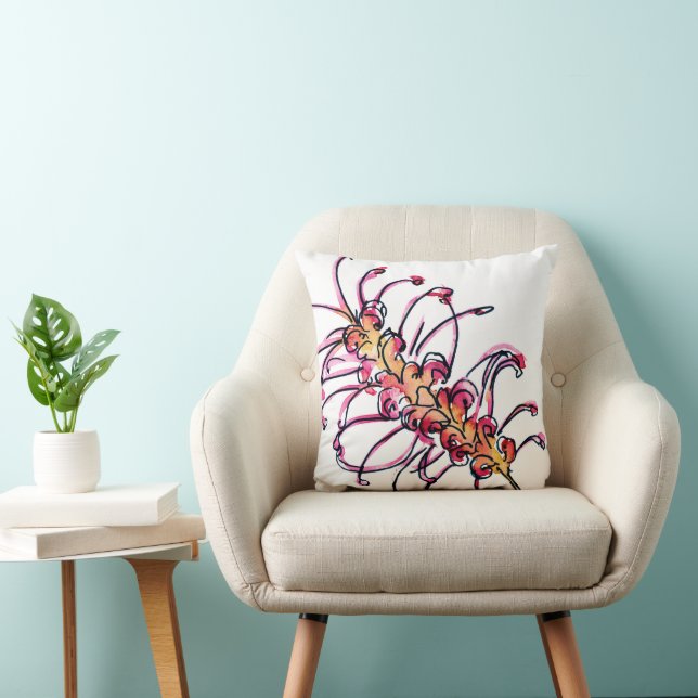 Roze Grevillea Australische inheemse bloem Kussen (Stoel)