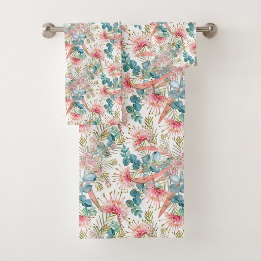 Roze Grevillea En Eucalyptus Bad Handdoek (Insitu)