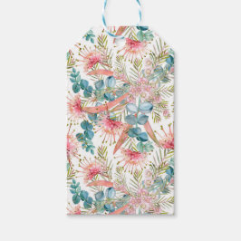 Roze Grevillea en Eucalyptus Cadeaulabel