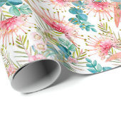 Roze Grevillea en Eucalyptus Cadeaupapier (Rol Hoek)