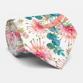 Roze Grevillea en Eucalyptus Stropdas (Opgerold)