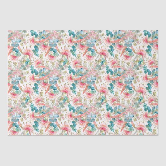 Roze Grevillea en Eucalyptus Tissuepapier (Voorkant)