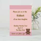 Roze grid baby shower uitnodiging (Staand voorkant)