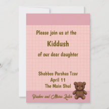 Roze grid baby shower uitnodiging