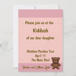 Roze grid baby shower uitnodiging