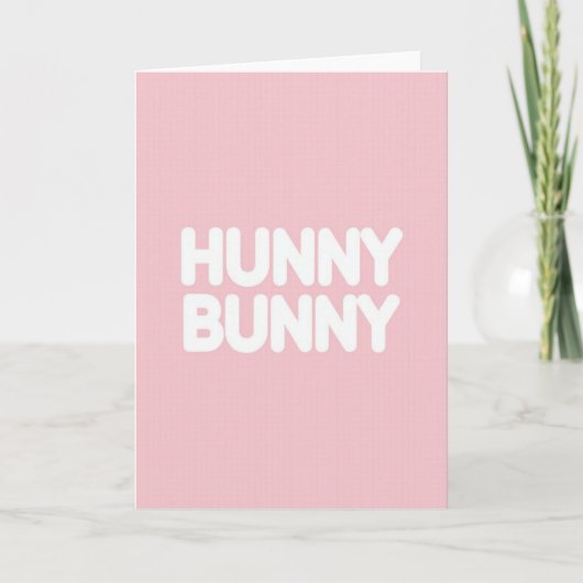 Roze Grid Hunny Bunny Kaart (Voorkant)