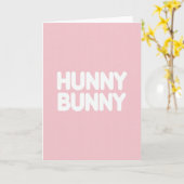 Roze Grid Hunny Bunny Kaart (Gele Bloem)
