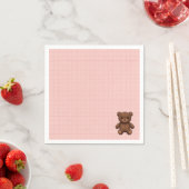 Roze grid meisje baby shower servet (Insitu)