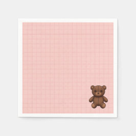 Roze grid meisje baby shower servet