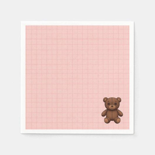 Roze grid meisje baby shower servet (Voorkant)