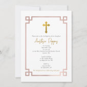 Roze Grieks-orthodoxe Christening Girl Baptisme Kaart (Voorkant)