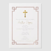 Roze Grieks-orthodoxe Christening Girl Baptisme Vellum Uitnodigingen (Voorkant)