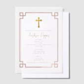 Roze Grieks-orthodoxe Christening Girl Baptisme Vellum Uitnodigingen (Offset)
