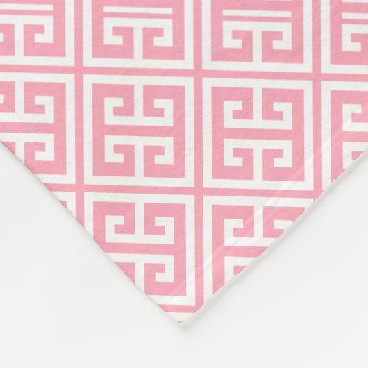 Roze Grieks sleutelpatroon Fleece Deken (Hoek)