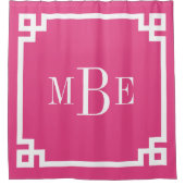 Roze Grieks Zeer belangrijk Grensmonogram Douchegordijn (Voorkant)
