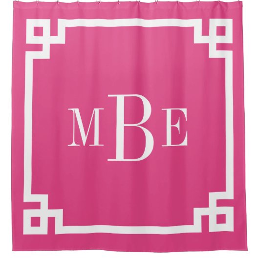 Roze Grieks Zeer belangrijk Grensmonogram Douchegordijn (Voorkant)