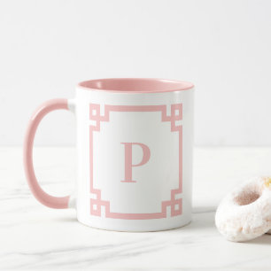 Roze Grieks Zeer belangrijk Grensmonogram Mok