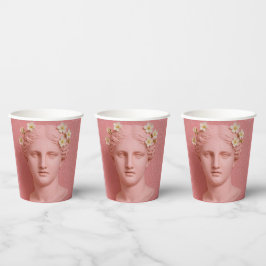 Roze Griekse Papieren Bekers. Bekers