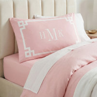 Roze Griekse Sleutel Monogram Standaard Paar