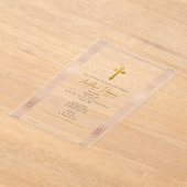 Roze Griekse sleutel Orthodoxe doop meisje doop Acryl Uitnodigingen (Laagn)