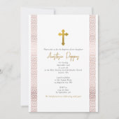 Roze Griekse Sleutel Orthodoxe Doop Meisje Doop Kaart (Voorkant)