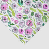 Roze griene bloemige bruiloft verjaardag voor haar tissuepapier (Detail)