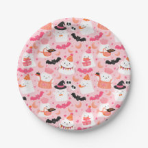 Roze griezelig cute Halloween-feest Allover patroo