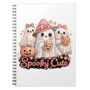 Roze Griezelig Cute Halloween Geesten & Pompoen Notitieboek