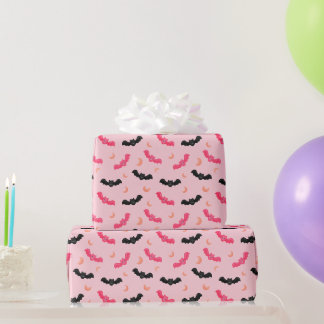 Roze Griezelige Cute Vleermuis Allover Inpakpapier