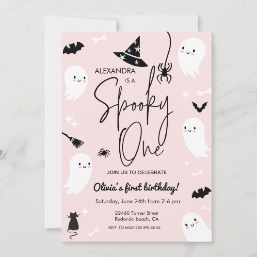 Roze griezelige EEN halloween verjaardag Kaart (Voorkant)
